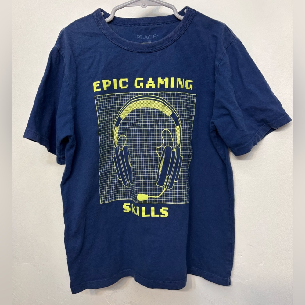 Children’s Place Blue &Neon “Epic Gaming Skills” Graphic Tee Boys Size Med 7/8